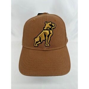 Mack Trucks Snapback Hat Men OSFM Brown Gold Bulldog Logo H3 Headwear Canvas Cap